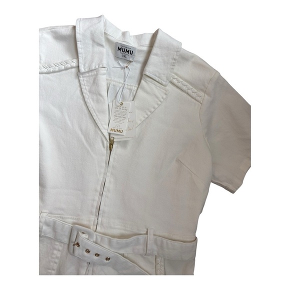 Show Me Your MUMU Outlaw Romper Denim Pearly White Women’s Size XXL - Picture 10 of 13